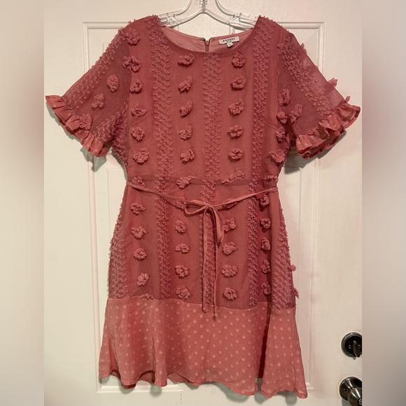 Andree By Unit Embellished Textured Womens Dress Size Large‎ Pink - Picture 1 of 11